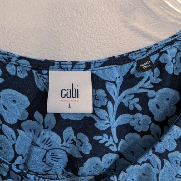 CABI Blue Java Dress L Drawstring Stretch Waist Pockets Cap Sleeve Navy & Blue - Picture 5 of 10